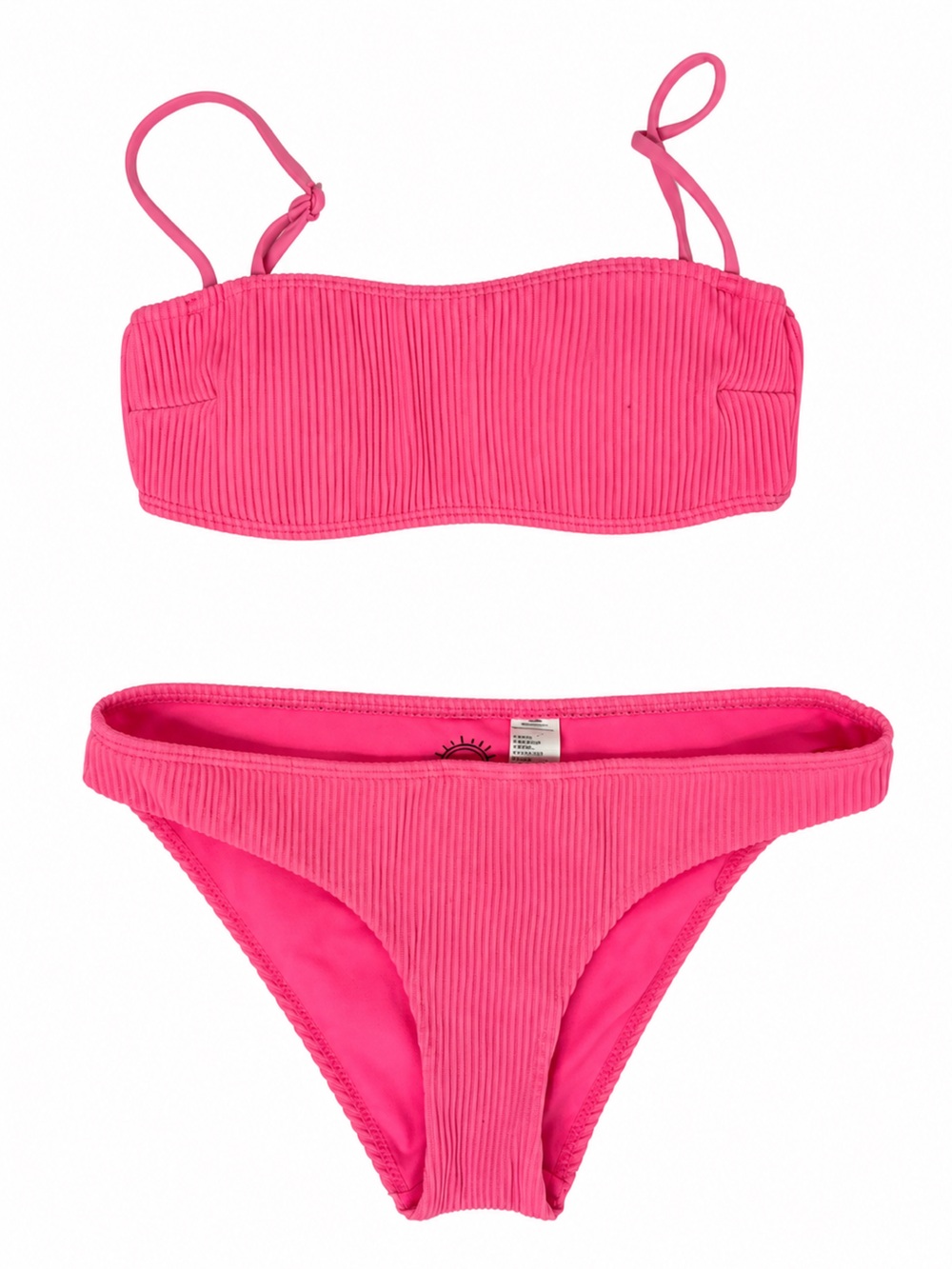Hollister Pink Ribbed bikini Swim Set - top xs bottoms small